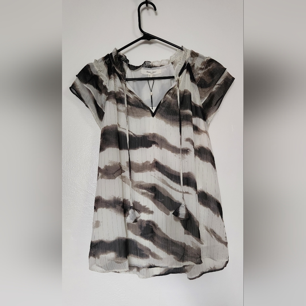 Ivory & Brown Smudge Sleeveless Top Size M